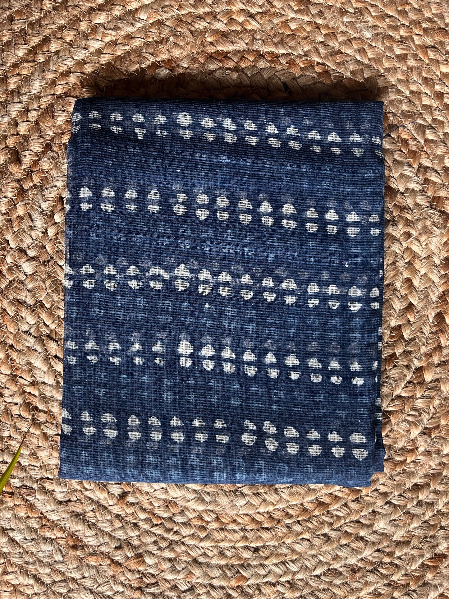 floral; dots; blue cotton Neelima - Indigo Kota Doria & Cotton Handblock Suit Set by Label A