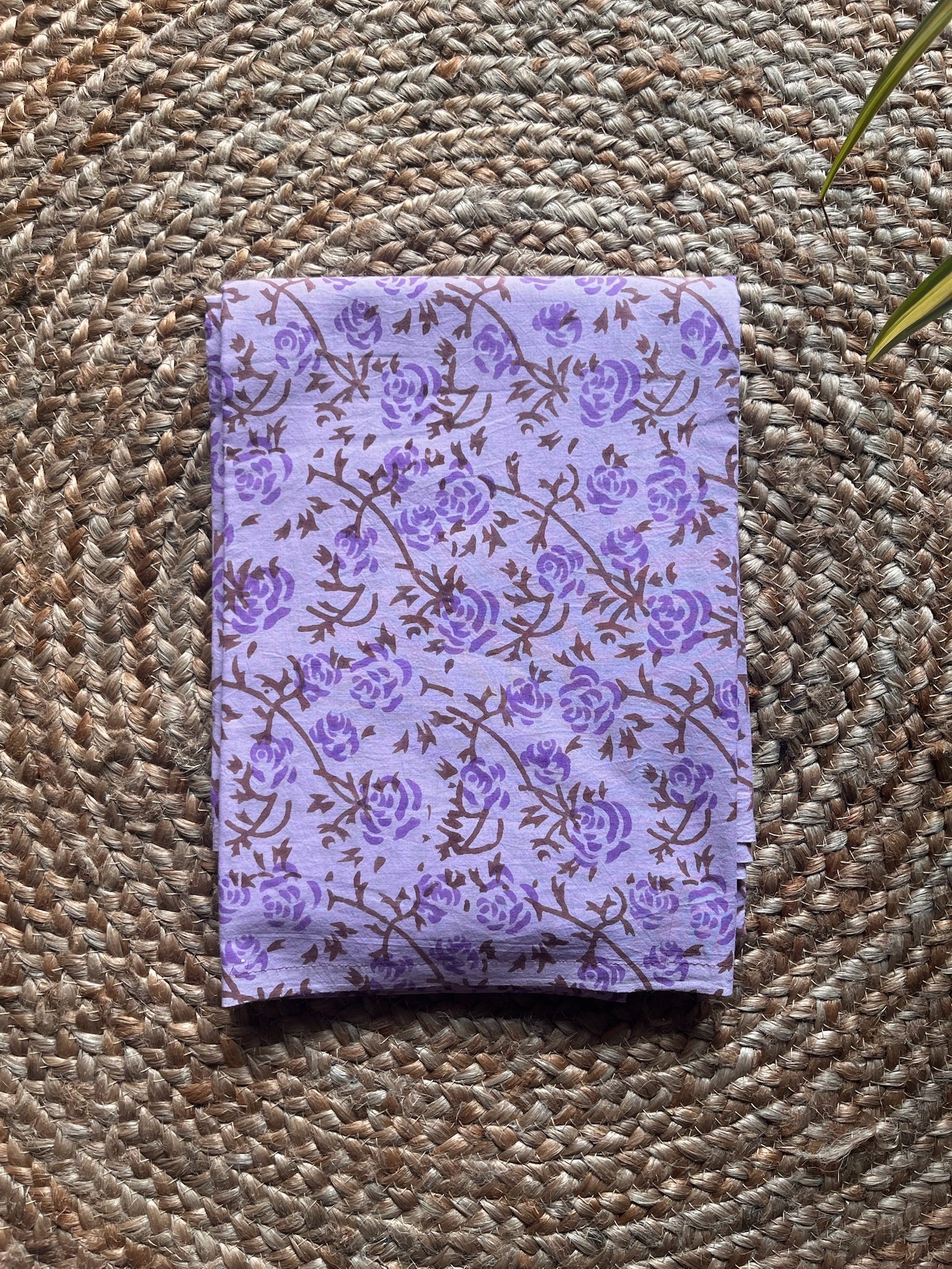 floral silk; cotton Naimisha - Lavender Floral Bagru Printed Maheshwari Silk Suit Set by Label A
