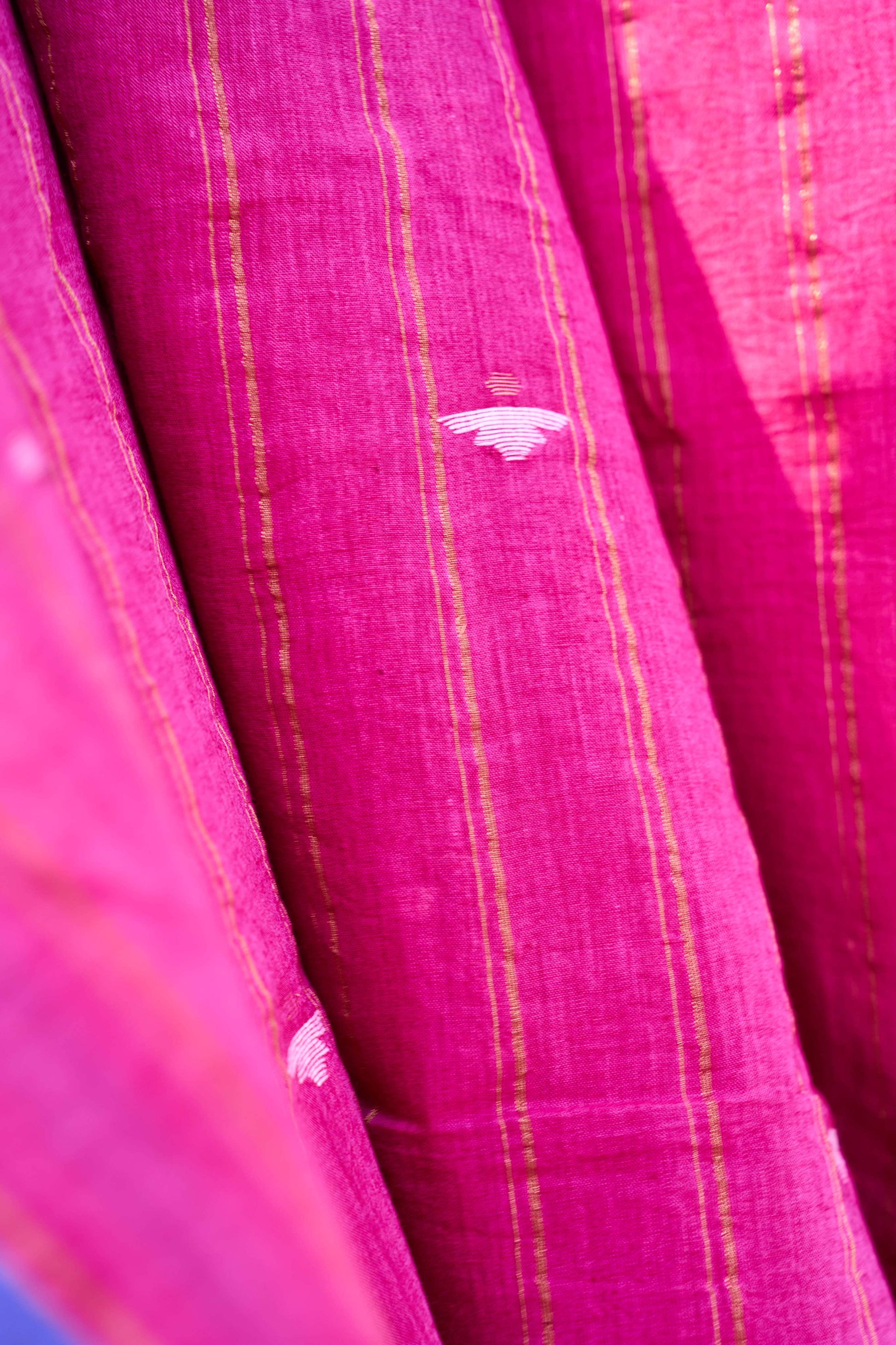 pink; blue cotton Magenta Jamdani Cotton Suit Set by My Store