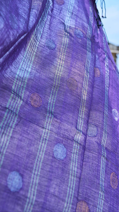 white; purple cotton White Jamdani Cotton Suit set by My Store