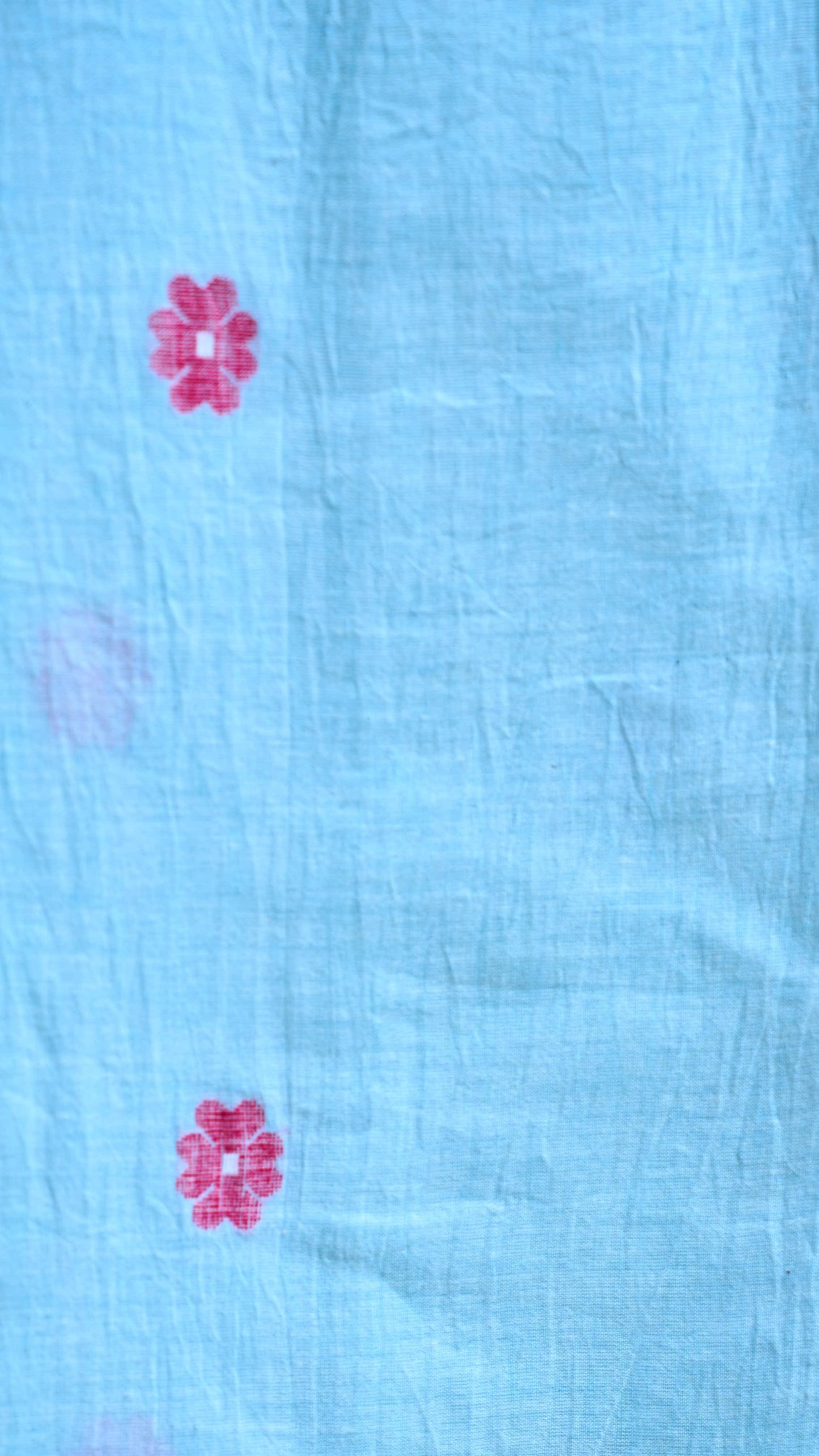 blue; floral cotton Mint Blue Jamdani Handwoven Cotton Fabric - Sold Per Meter by My Store