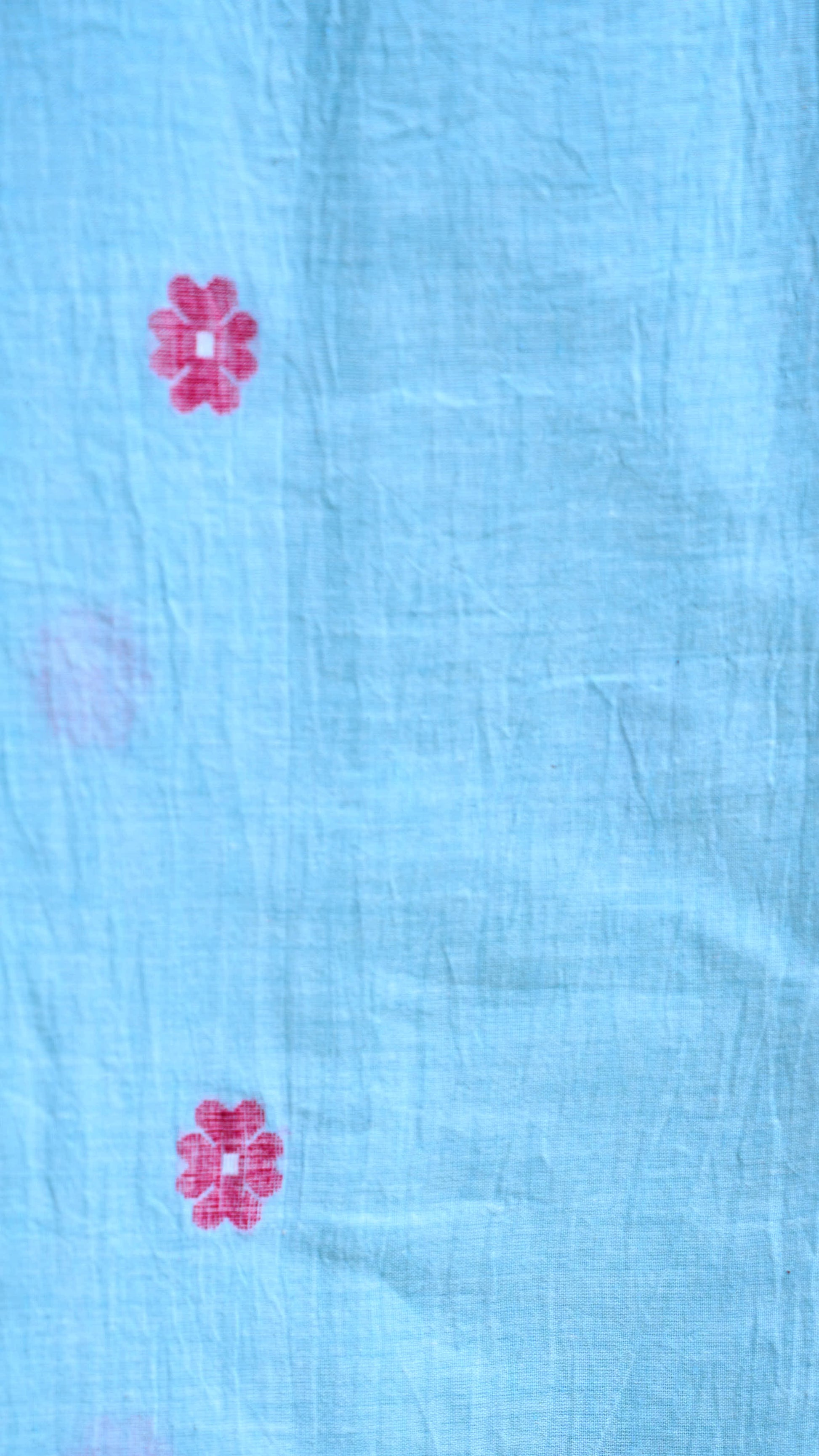 blue; floral cotton Mint Blue Jamdani Handwoven Cotton Fabric - Sold Per Meter by My Store