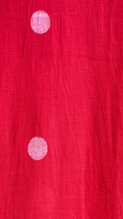 red; dots cotton Red Jamdani Handwoven Cotton Fabric - Sold Per Meter by My Store