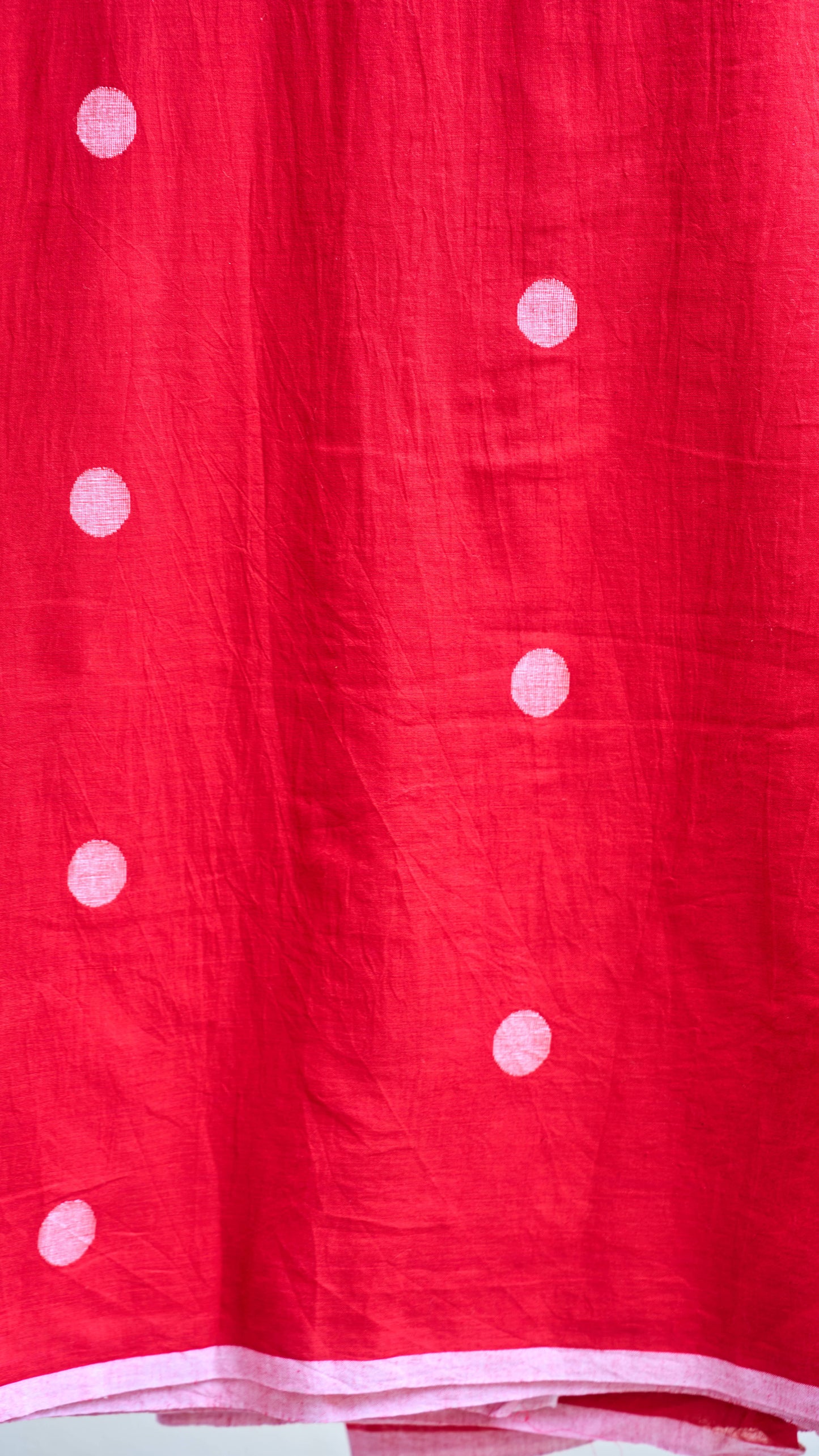 red; dots cotton Red Jamdani Handwoven Cotton Fabric - Sold Per Meter by My Store