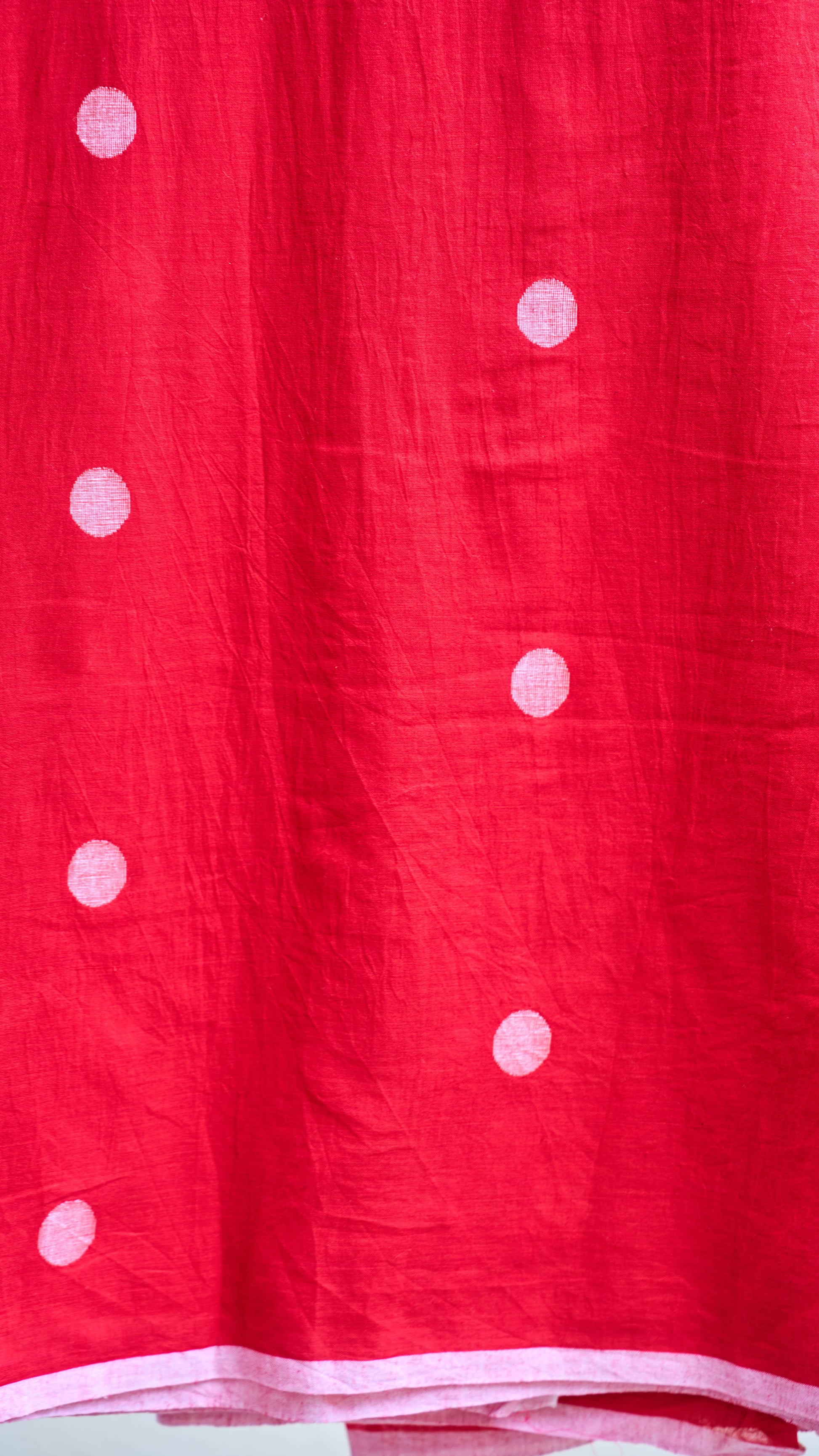 red; dots cotton Red Jamdani Handwoven Cotton Fabric - Sold Per Meter by My Store