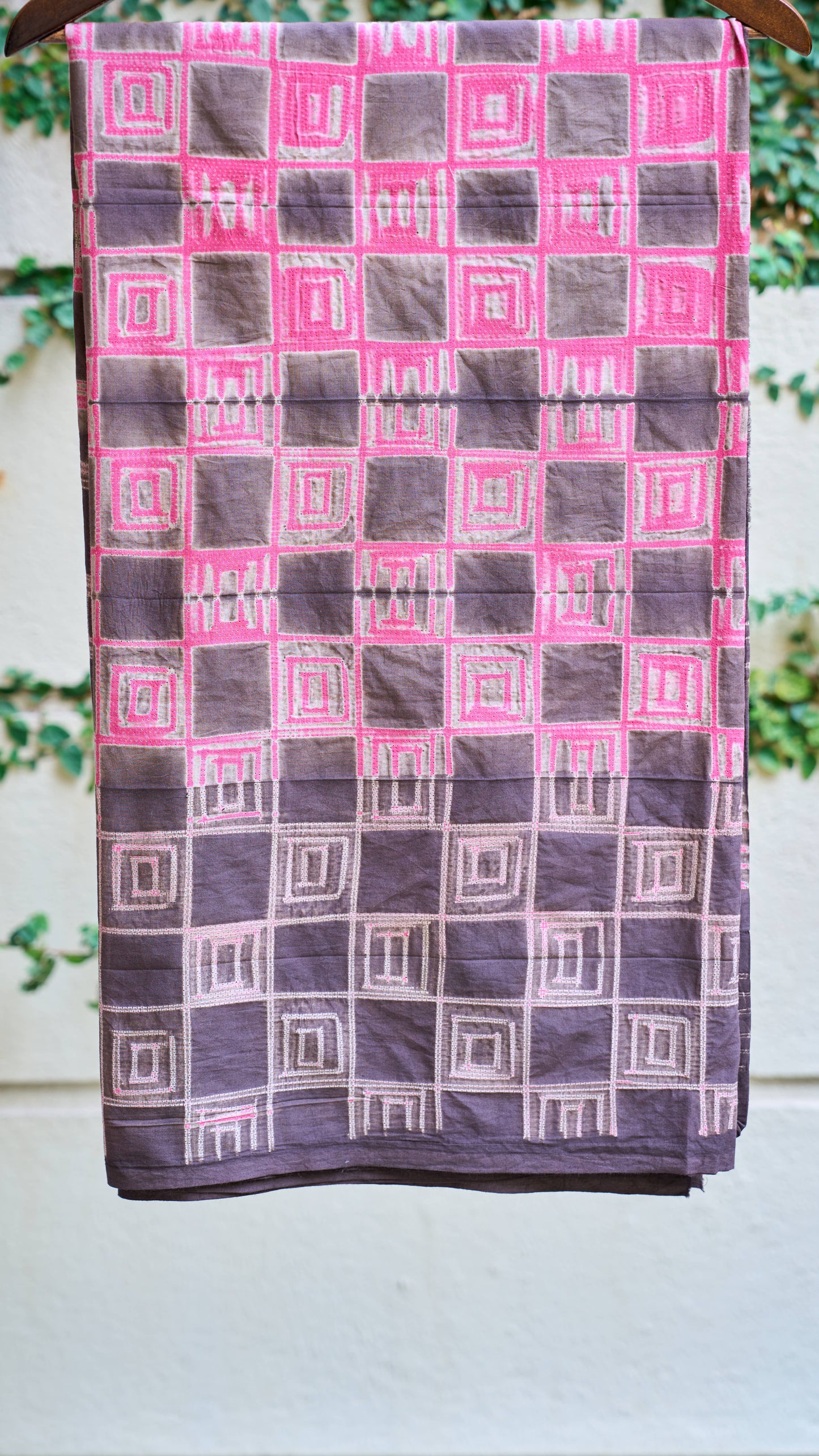 multicolor; brown; rose-gold cotton Brown & Fuchsia Pink Nui Shibori Handcrafted Cotton Fabric - 2.5 Meters by My Store