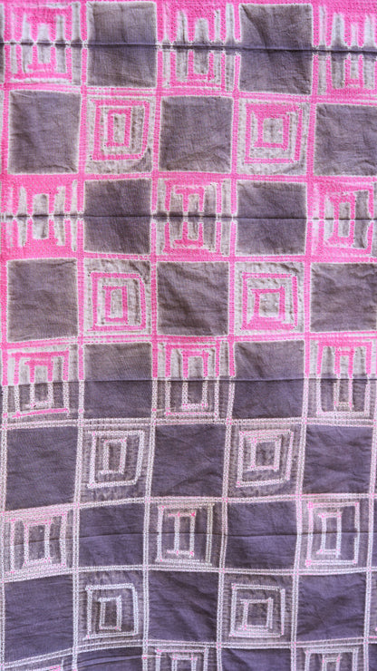 multicolor; brown; rose-gold cotton Brown & Fuchsia Pink Nui Shibori Handcrafted Cotton Fabric - 2.5 Meters by My Store
