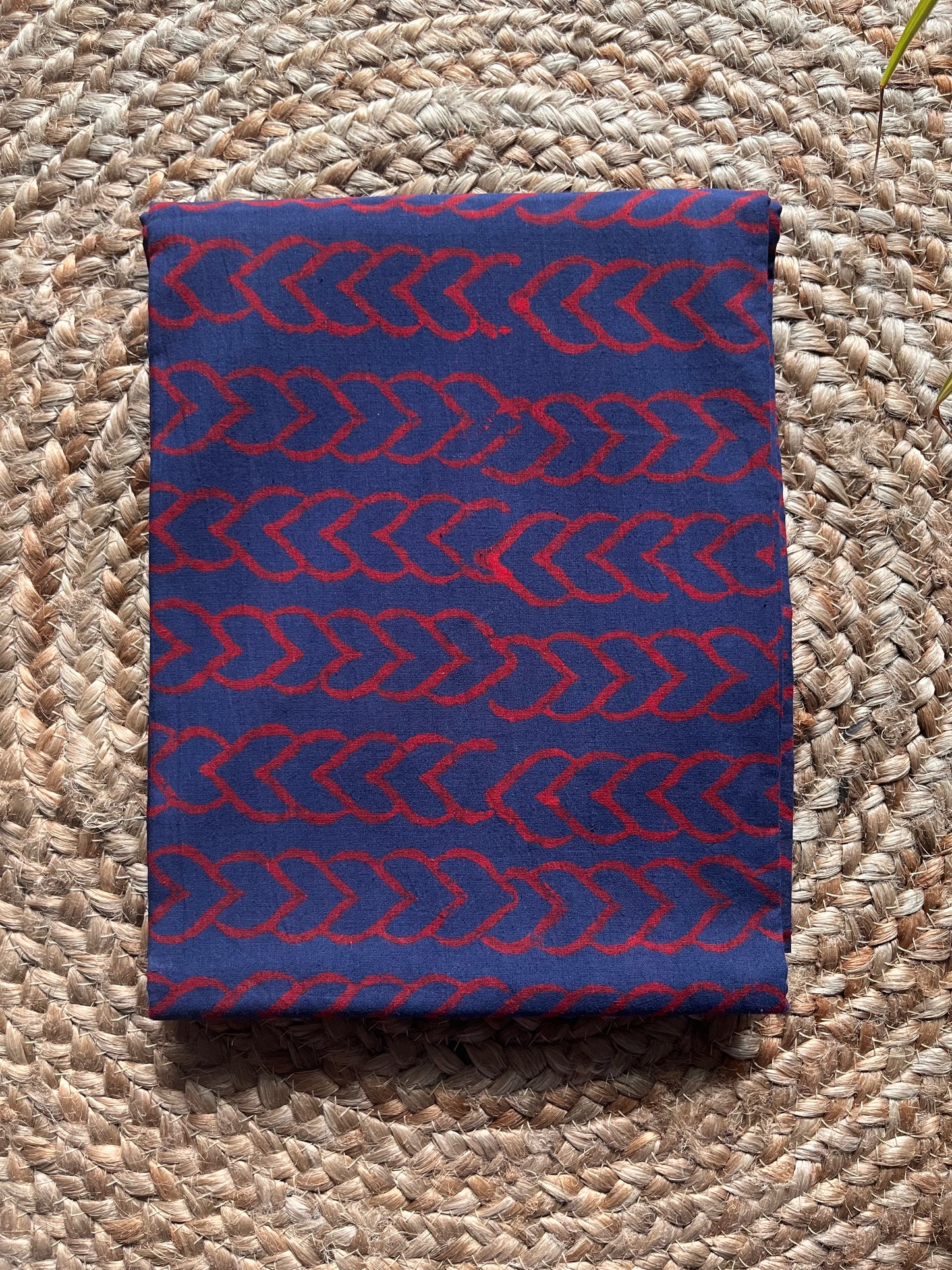 floral; dots; navy; geometric; red; blue cotton Taru - Red & Indigo Bagru Printed Kota Cotton Suit Set by Label A