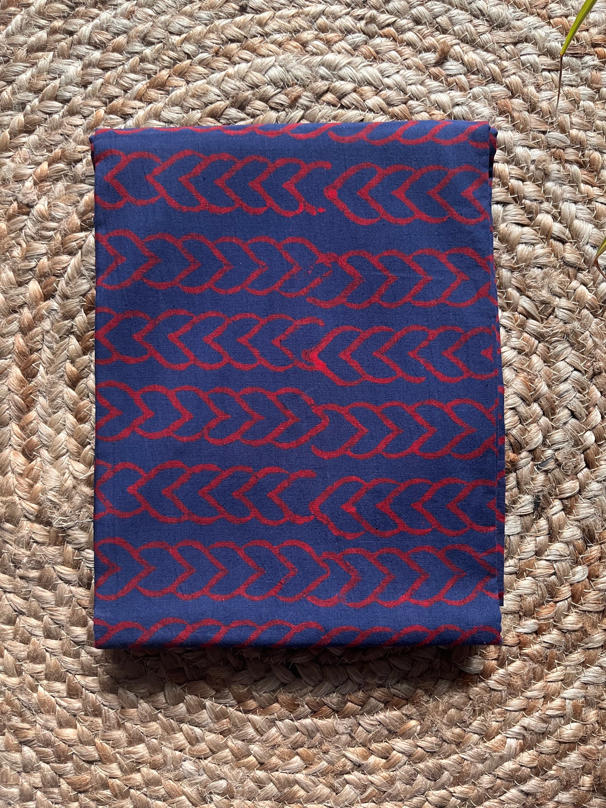 floral; dots; navy; geometric; red; blue cotton Taru - Red & Indigo Bagru Printed Kota Cotton Suit Set by Label A
