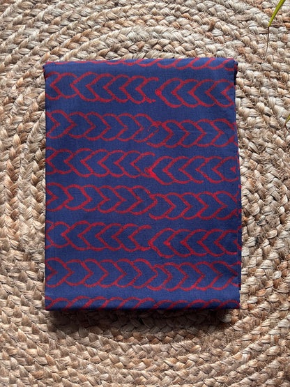floral; dots; navy; geometric; red; blue cotton Taru - Red & Indigo Bagru Printed Kota Cotton Suit Set by Label A