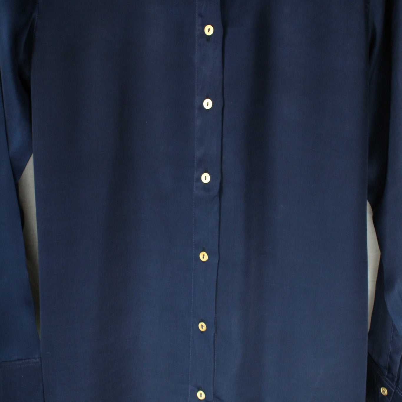 Ajrakh hand-block print Aadyah - Navy Blue Modal Silk Shirt by LabelA