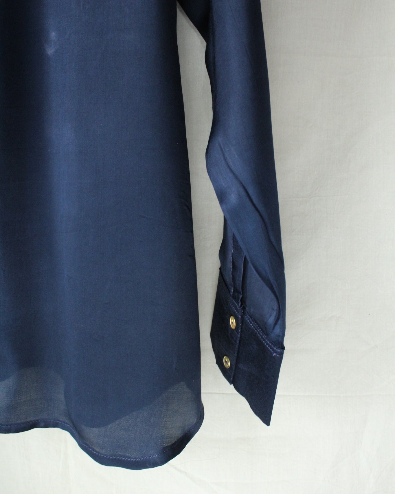 Ajrakh hand-block print Aadyah - Navy Blue Modal Silk Shirt by LabelA