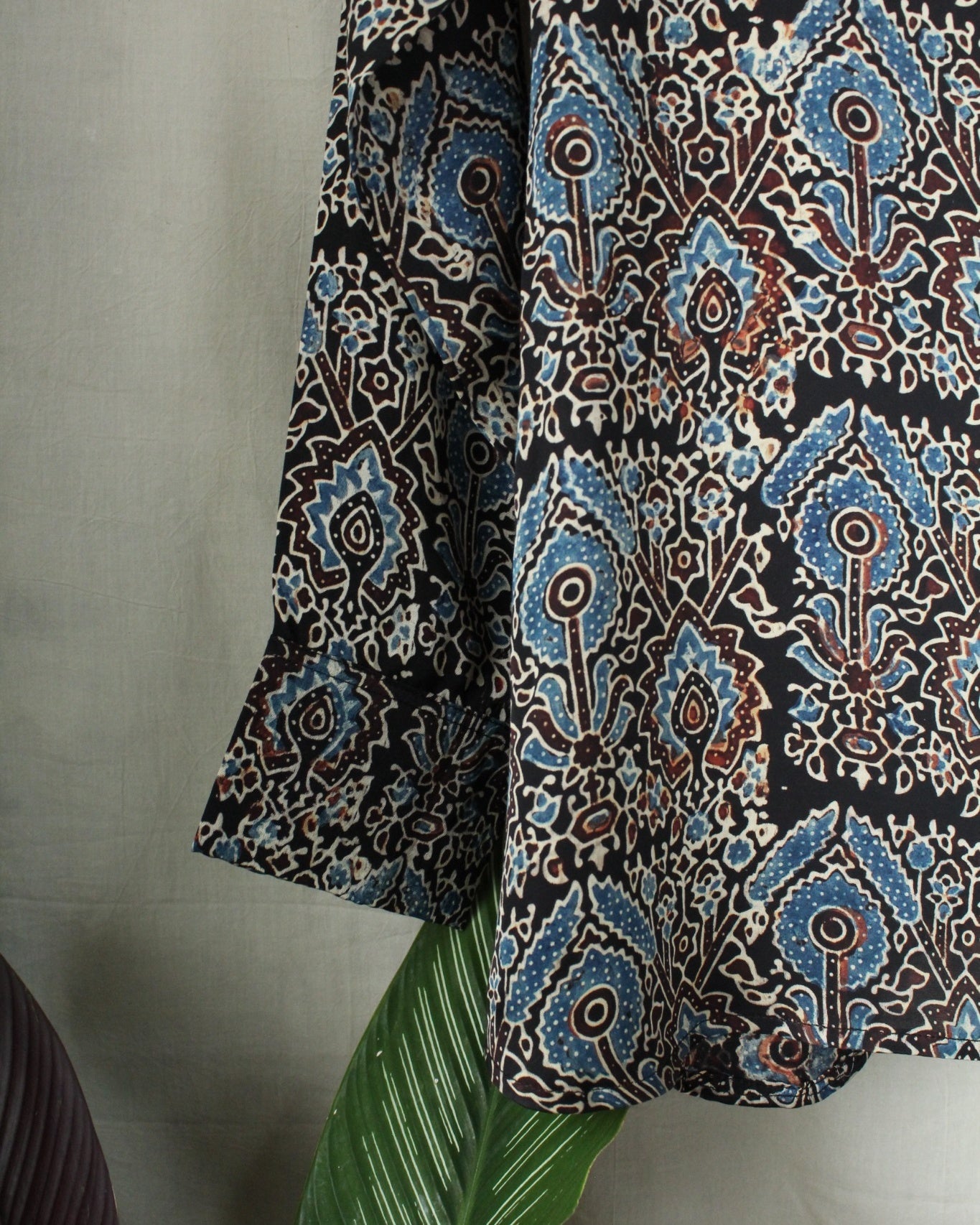 Ajrakh hand-block print Anvika - Patterned Modal Silk Shirt by LabelA