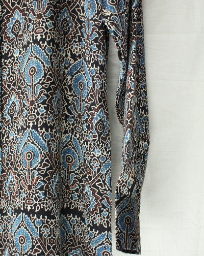 Ajrakh hand-block print Anvika - Patterned Modal Silk Shirt by LabelA