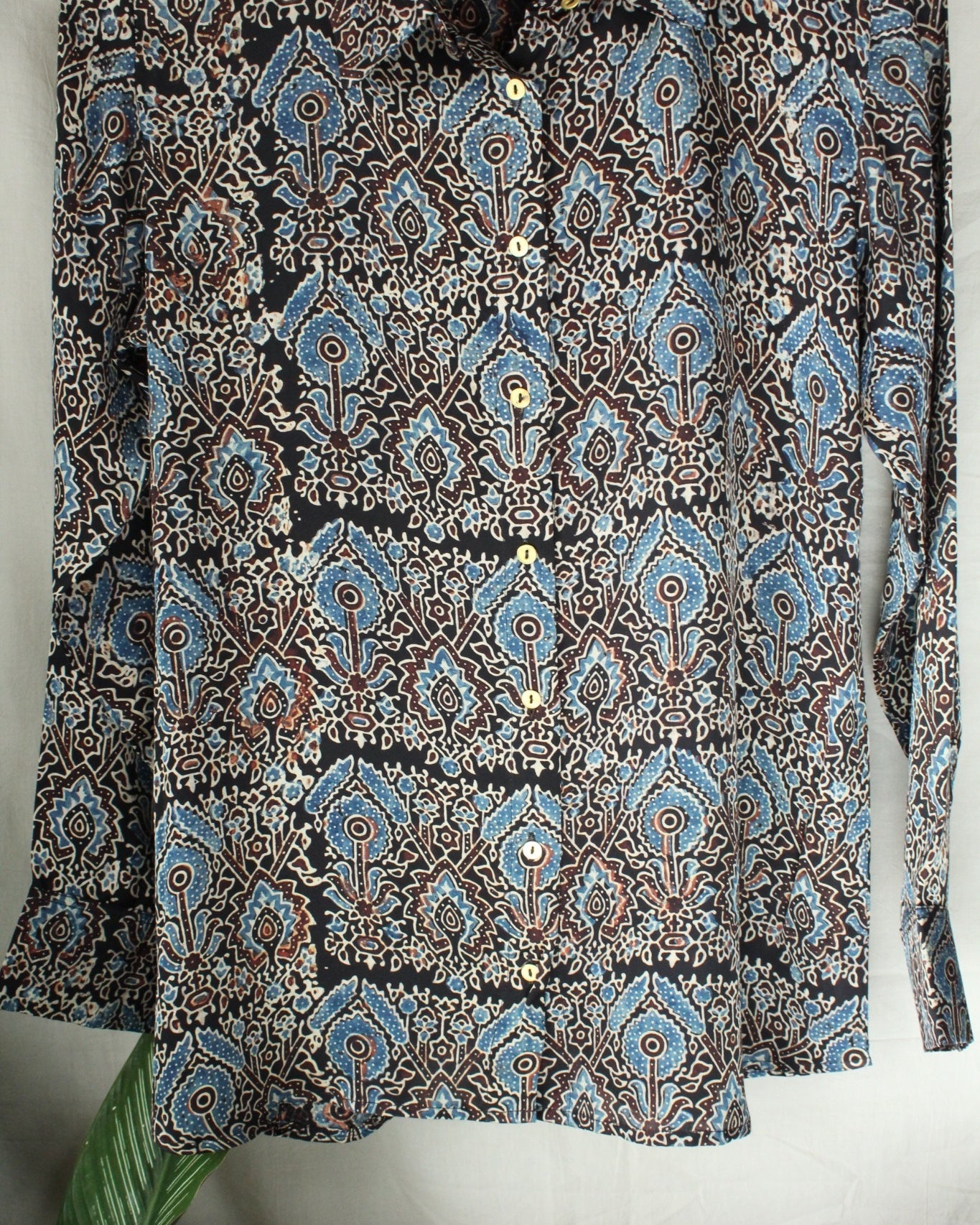 Ajrakh hand-block print Anvika - Patterned Modal Silk Shirt by LabelA