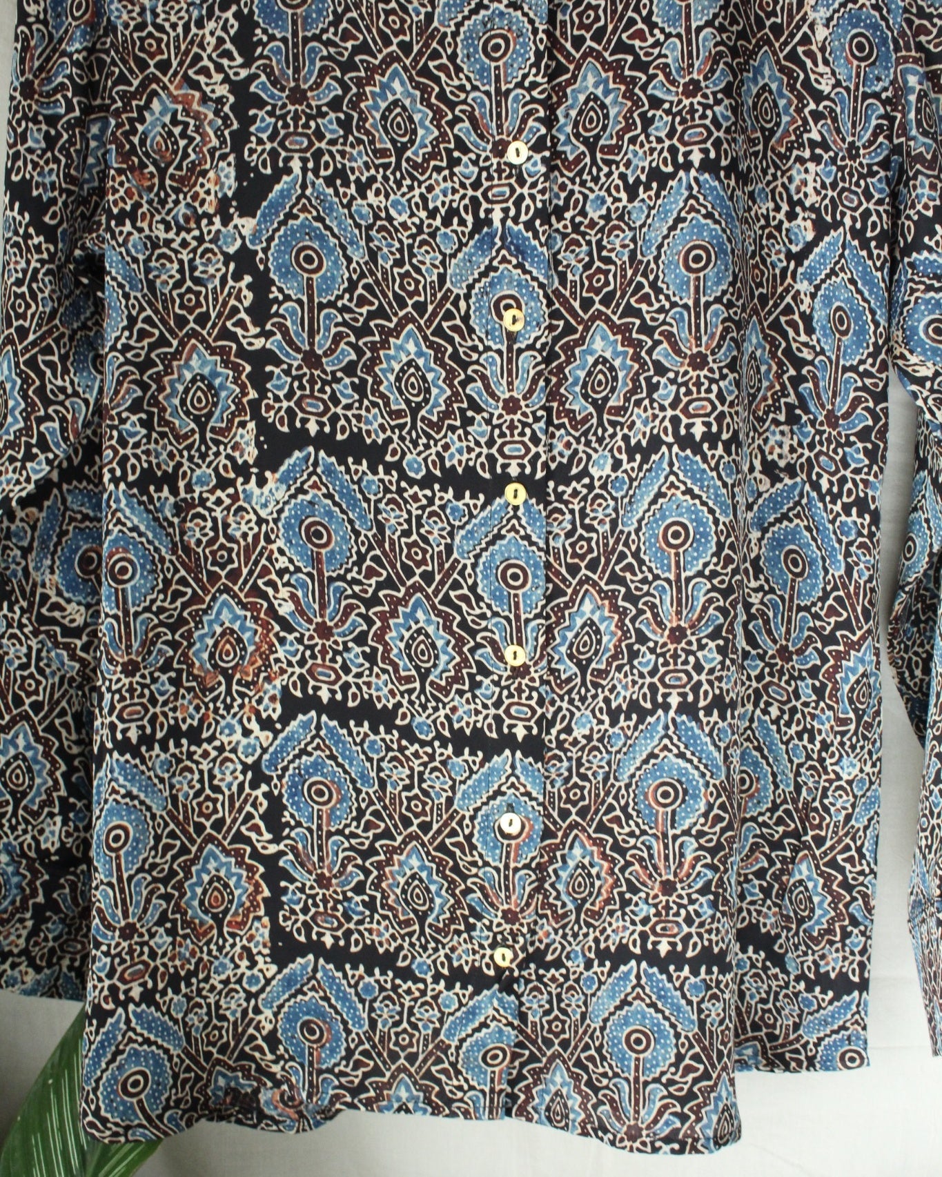 Ajrakh hand-block print Anvika - Patterned Modal Silk Shirt by LabelA