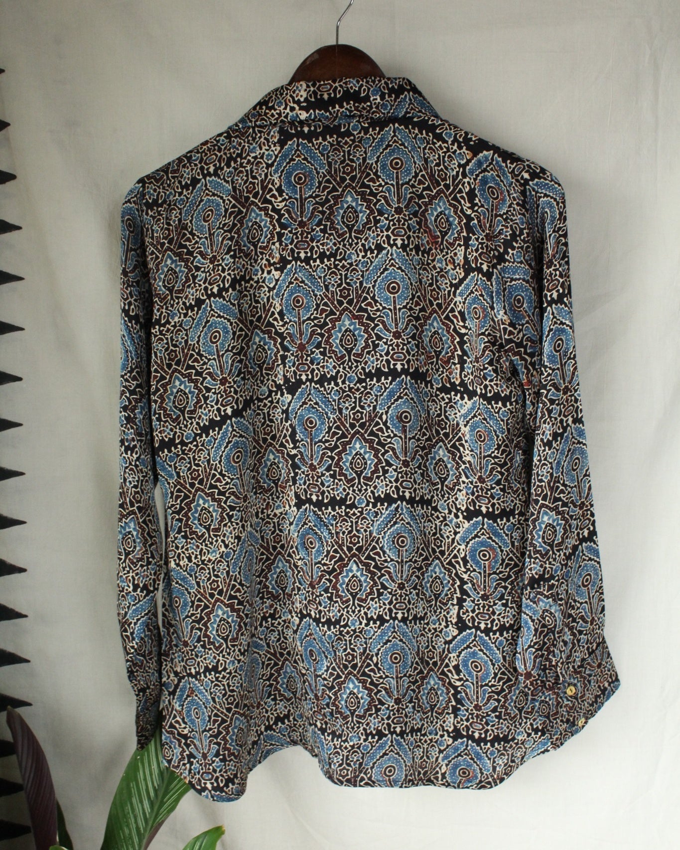 Ajrakh hand-block print Anvika - Patterned Modal Silk Shirt by LabelA