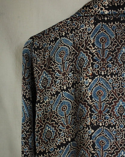 Ajrakh hand-block print Anvika - Patterned Modal Silk Shirt by LabelA
