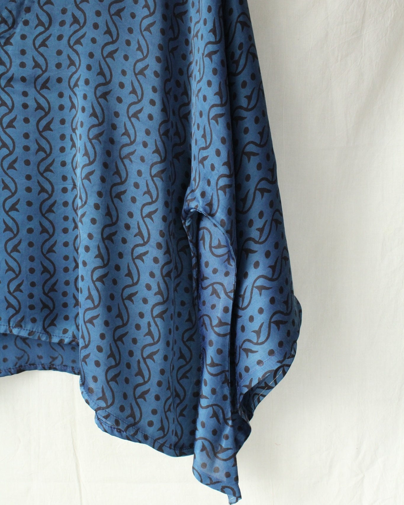 Ajrakh hand-block print Aaritra - Blue Modal Silk Top by LabelA