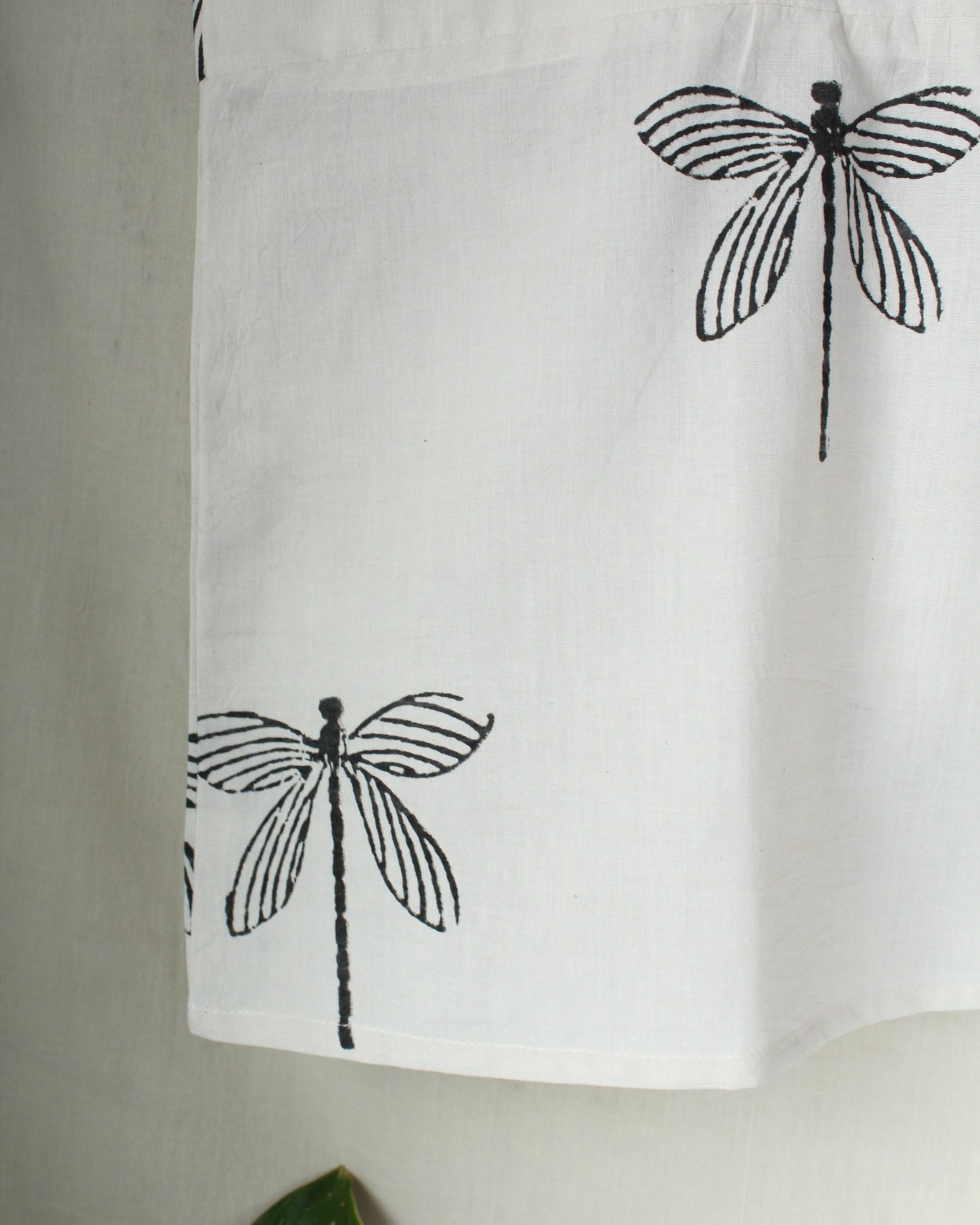 Ajrakh hand-block print Aarohi - White Dragonfly Cotton Top by LabelA