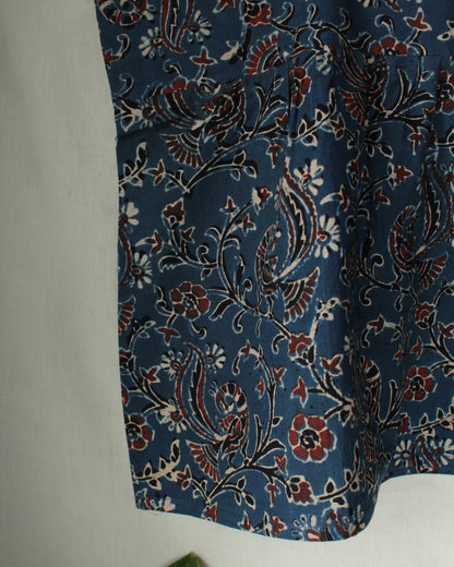Ajrakh hand-block print Anshika - Blue Cotton Top by LabelA