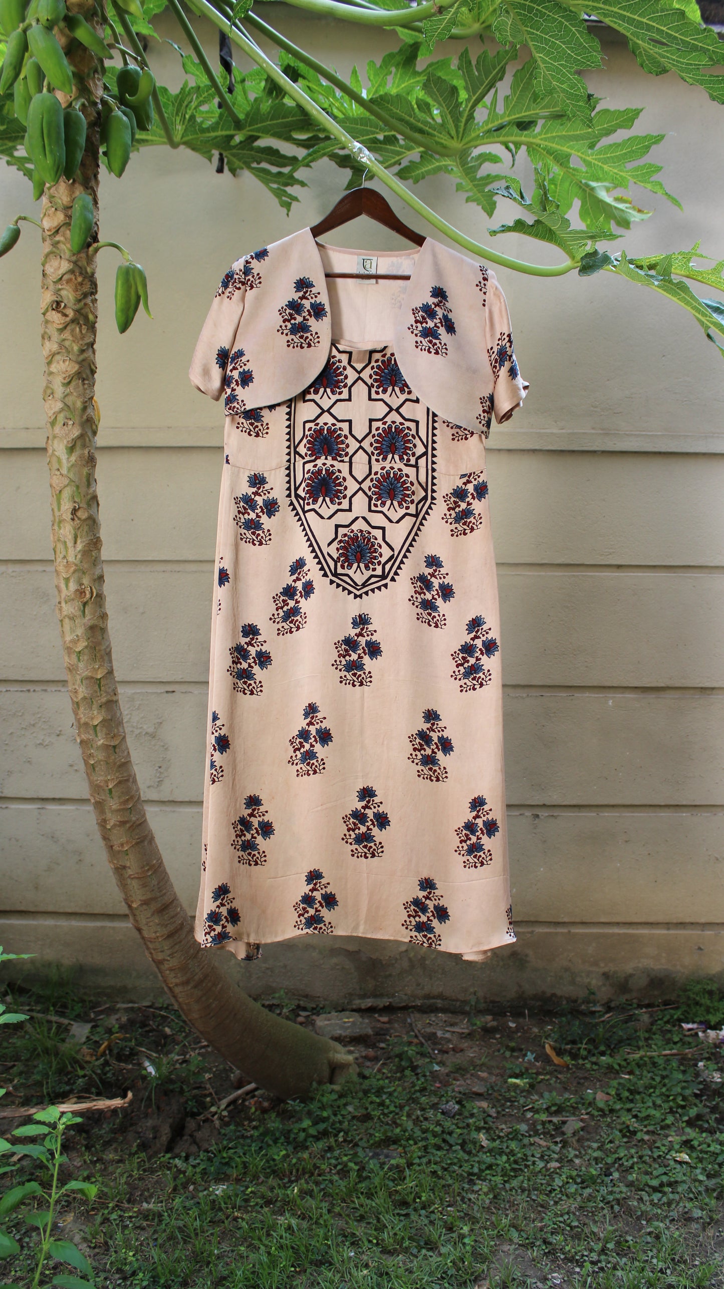 Aarika — Beige Ajrakh Modal Dress